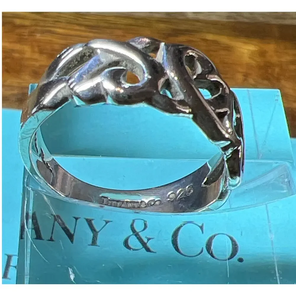 Tiffany & Co. Paloma Picasso Triple Loving Heart Ring Sterling Silver Size 6